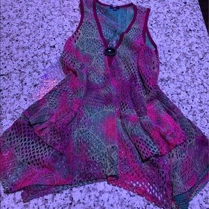 Multi-colored Knit Asymmetrical Cover up